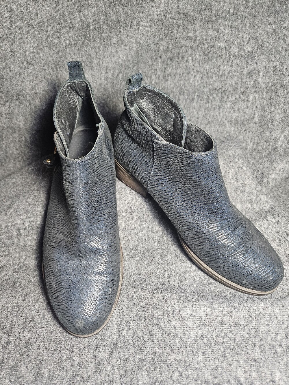 Women’s Blue lizzard Leather Chelsea Ankle Boots by Eric Michael.